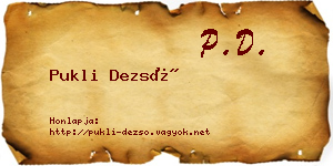Pukli Dezső névjegykártya